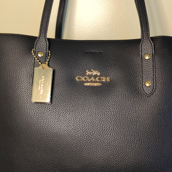 Coach Black Leather Town Tote NWT - Picture 3 of 11